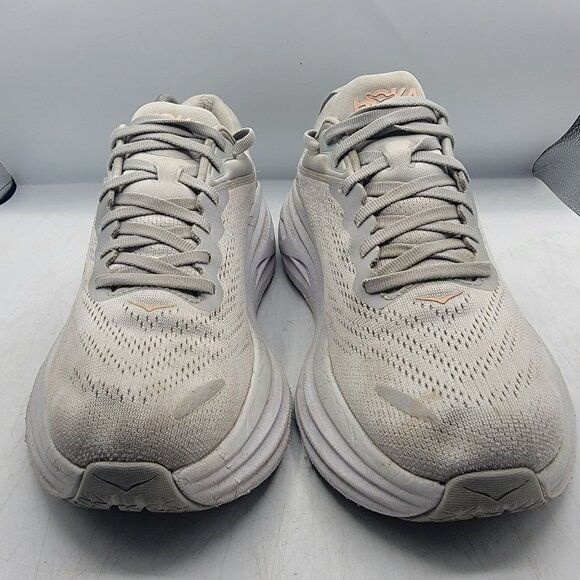 Hoka One One Bondi 8 Womens 10B White Harbor Mist Lunar Rock Running Shoes - Picture 2 of 15